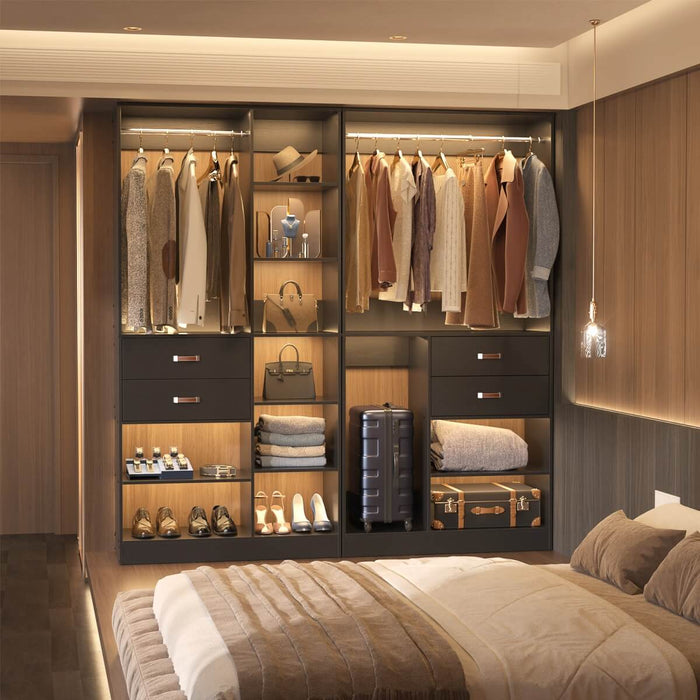 40'' Freestanding Closet Organizer System with Hanging Rods, Drawers, Storage Shelves