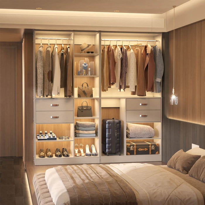 40'' Freestanding Closet Organizer System with Hanging Rods, Drawers, Storage Shelves