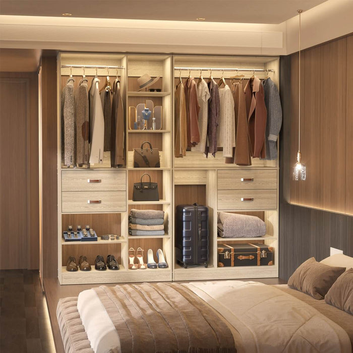 40'' Freestanding Closet Organizer System with Hanging Rods, Drawers, Storage Shelves