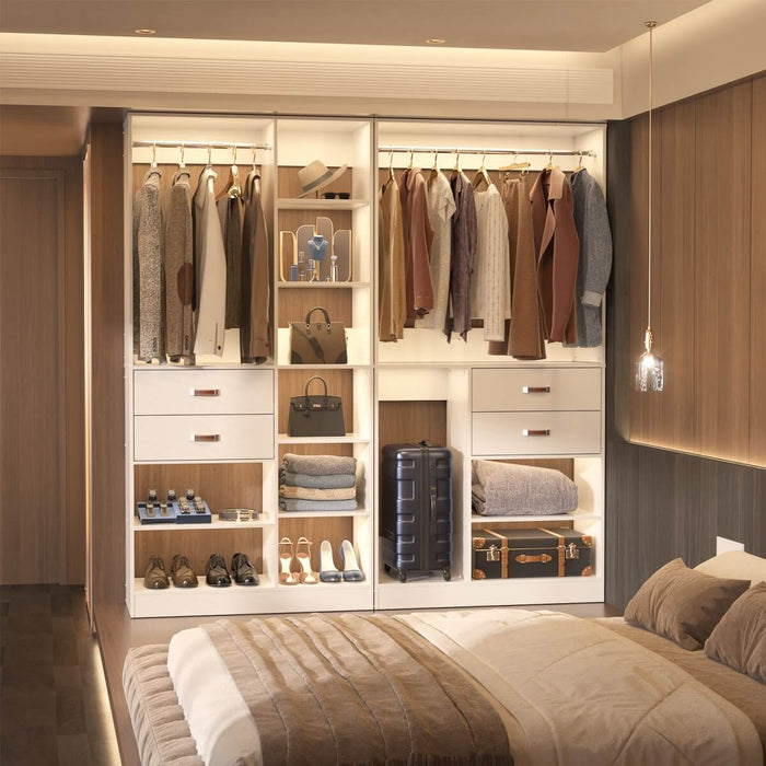 40'' Freestanding Closet Organizer System with Hanging Rods, Drawers, Storage Shelves