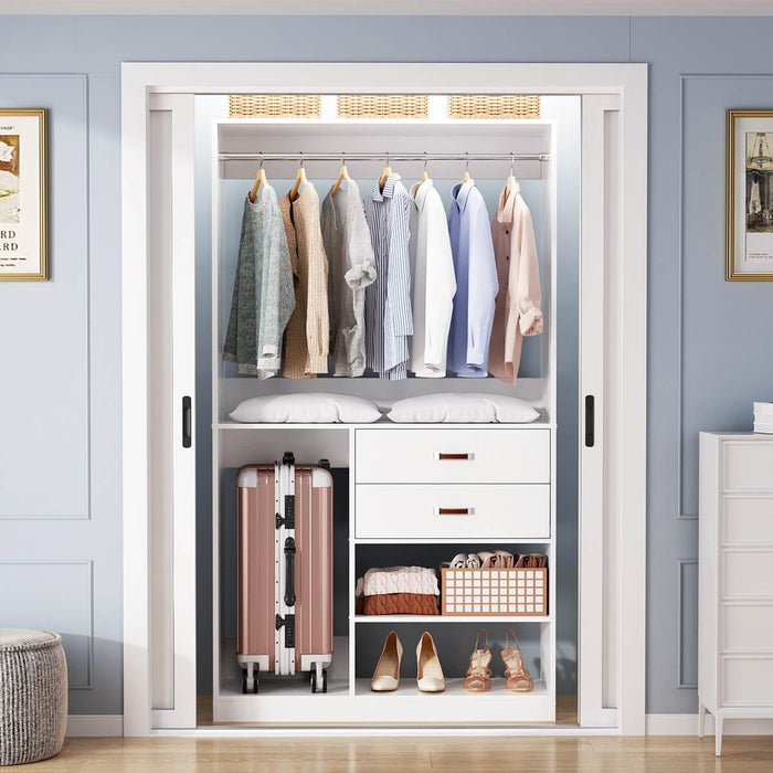 40'' Freestanding Closet Organizer System with Hanging Rods, Drawers, Storage Shelves