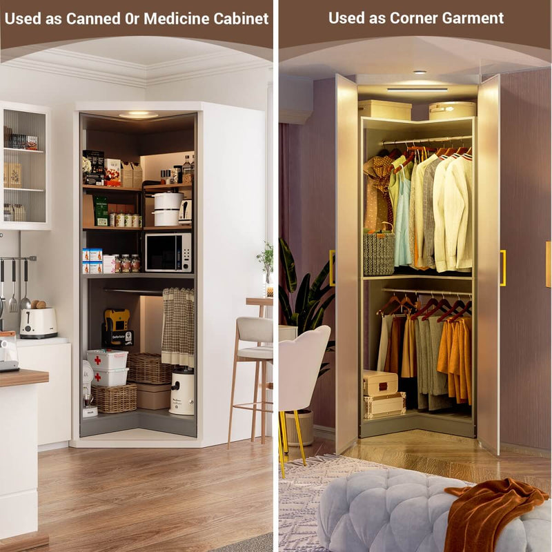 31.5'' Freestanding Corner Closet Organizer with Hanging Rods, Space-saving Closet System for Walk-in Closet