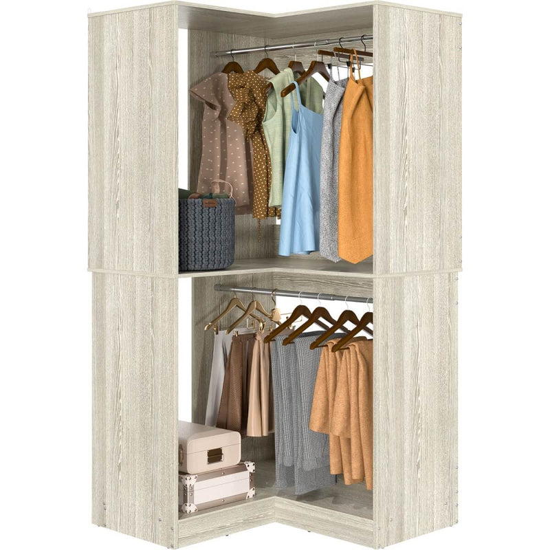 31.5'' Freestanding Corner Closet Organizer with Hanging Rods, Space-saving Closet System for Walk-in Closet