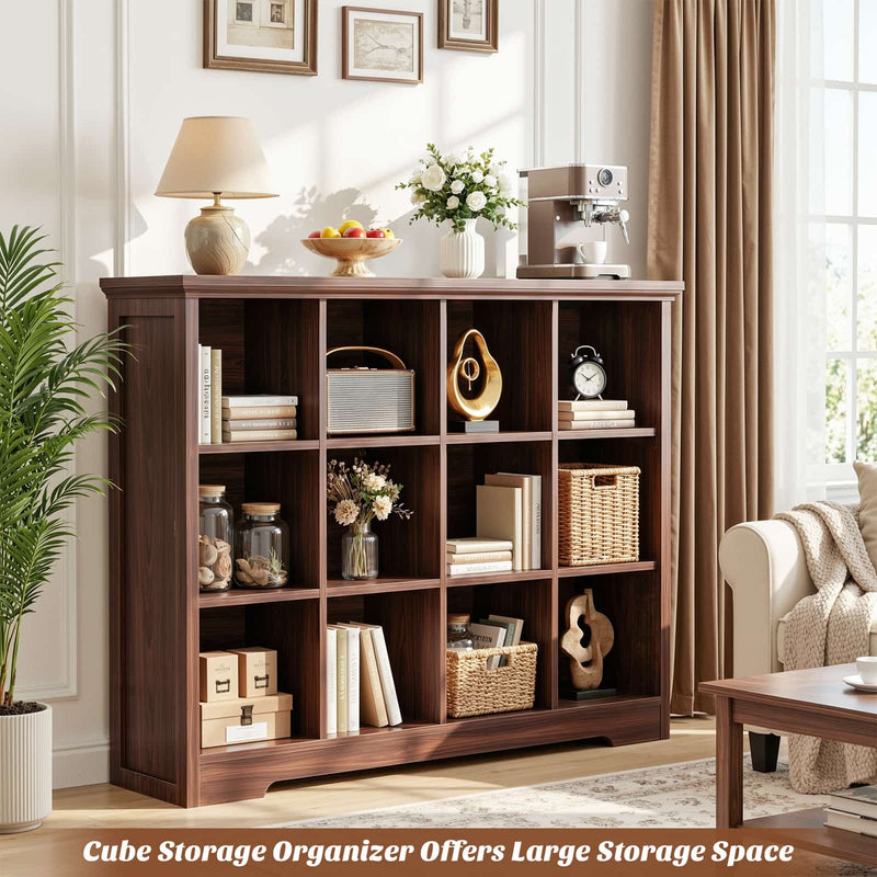 12-Cube Organizer Bookcase with Charging Station
