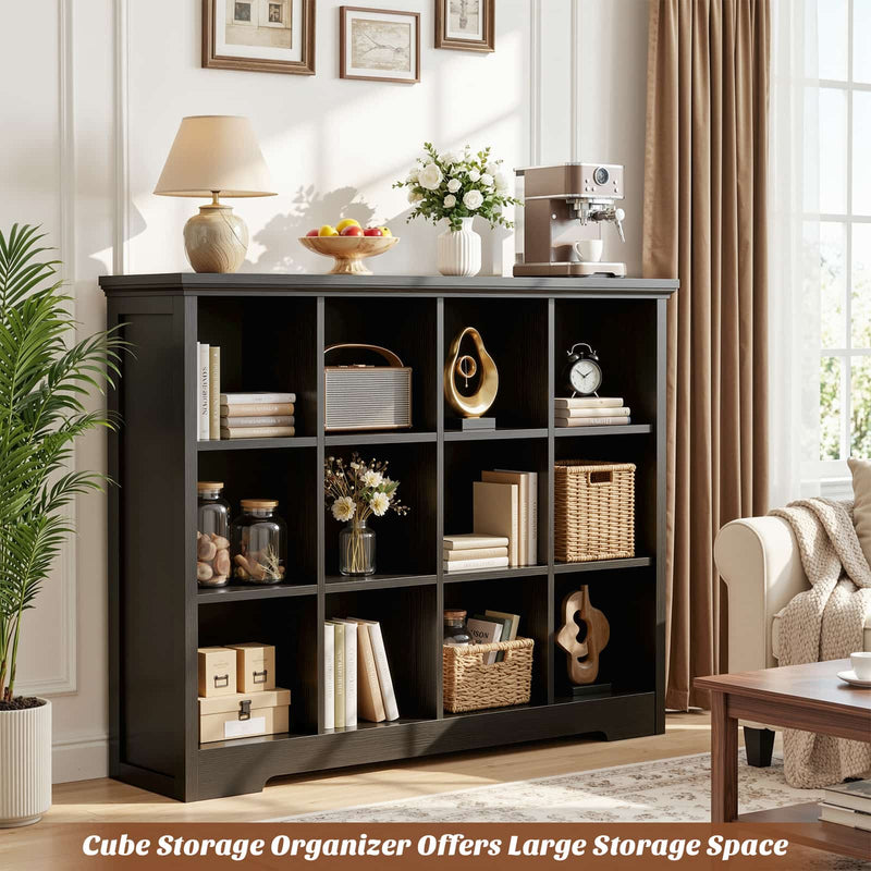 12-Cube Organizer Bookcase with Charging Station