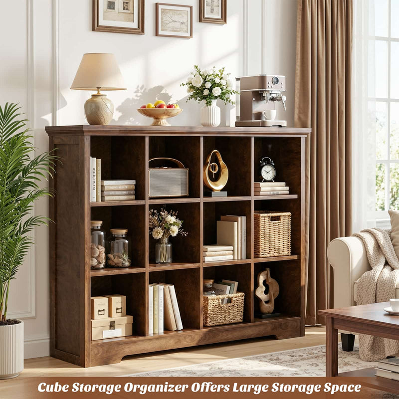 12-Cube Organizer Bookcase with Charging Station