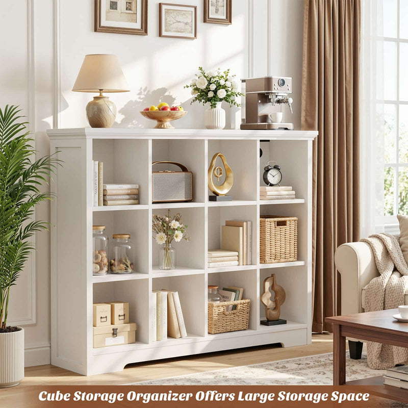 12-Cube Organizer Bookcase with Charging Station