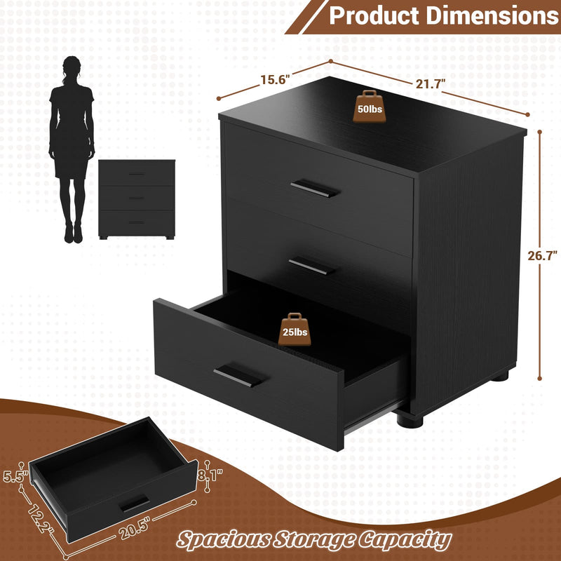 21.7" Closet Drawers, Wood Closet Organizers and Storage with 3 Drawers