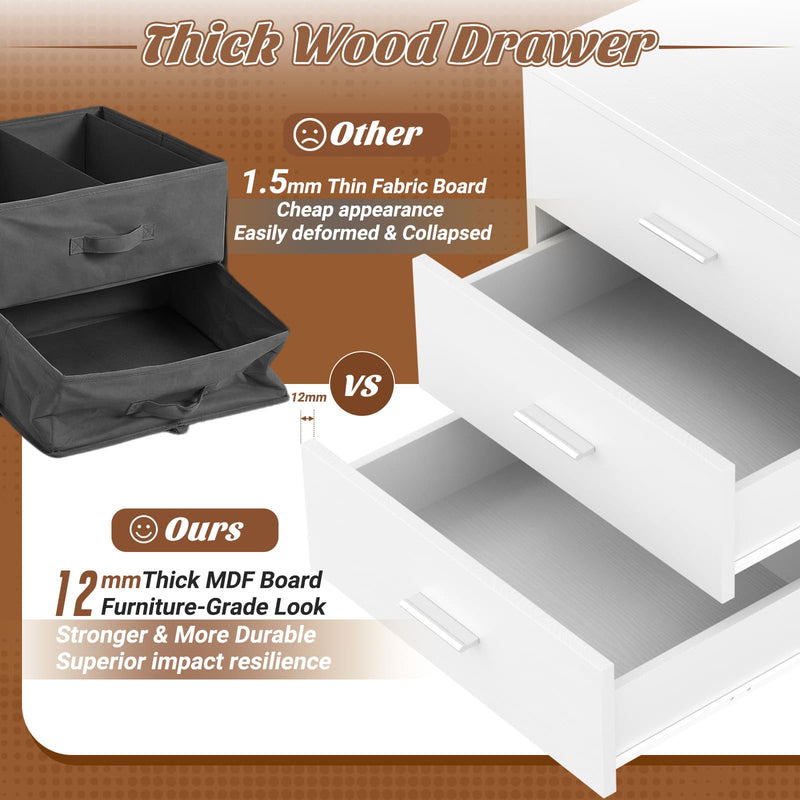 21.7" Closet Drawers, Wood Closet Organizers and Storage with 3 Drawers