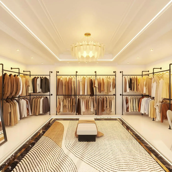 3.5 - 13 FT Wall Mounted Industrial Metal Pipe Clothing Rack, Reversible