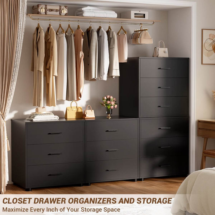 Wooden 3 Drawer Dresser, 2 Pack