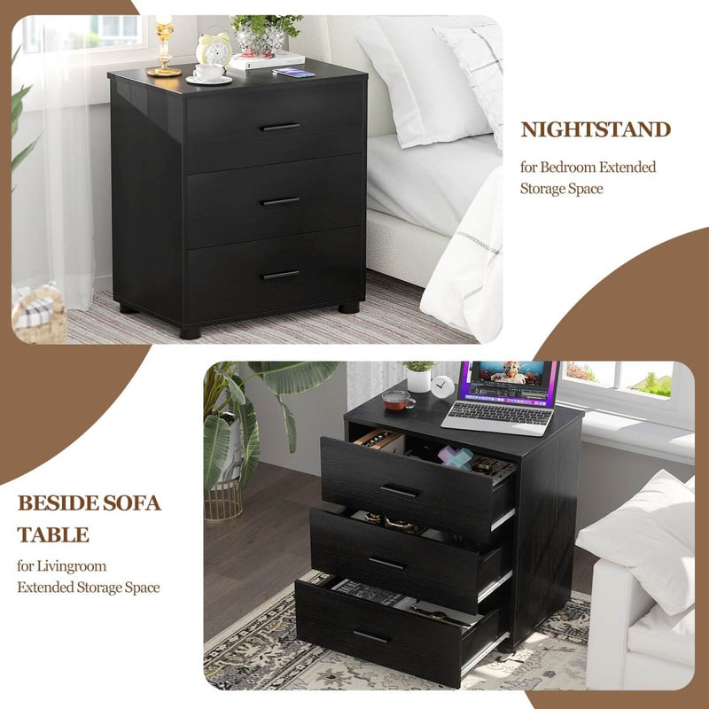 Wooden 3 Drawer Dresser, 2 Pack