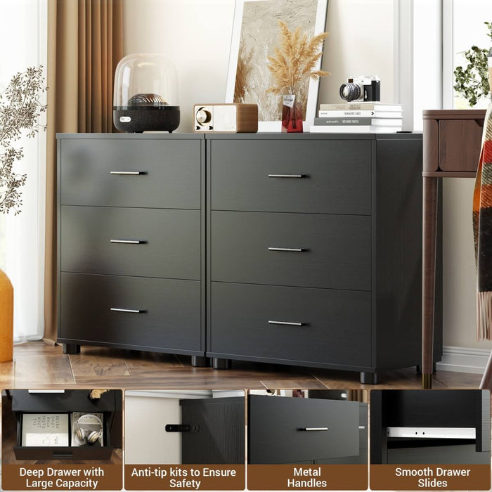 Wooden 3 Drawer Dresser, 2 Pack