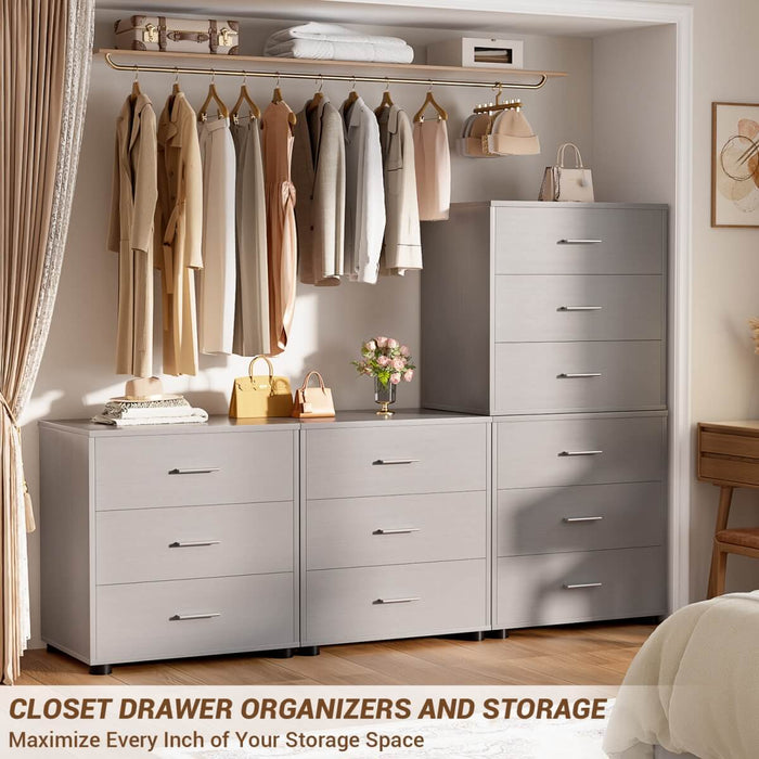Wooden 3 Drawer Dresser, 2 Pack