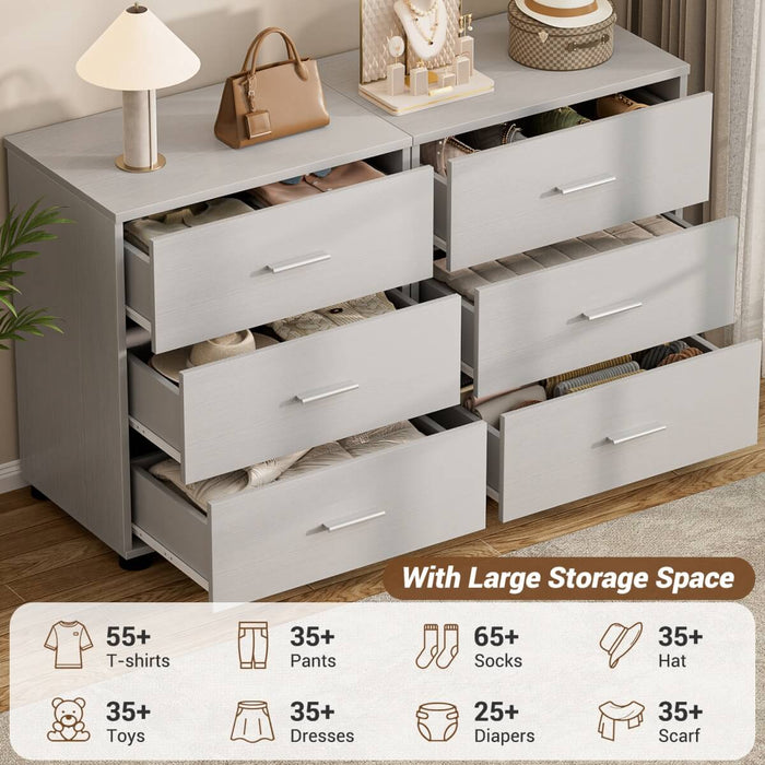 Wooden 3 Drawer Dresser, 2 Pack