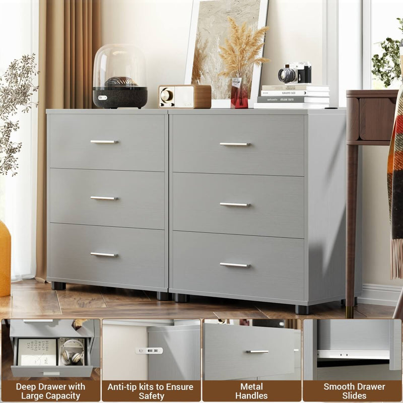 Wooden 3 Drawer Dresser, 2 Pack