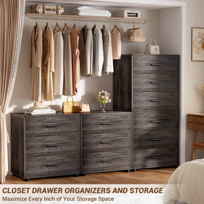 Wooden 3 Drawer Dresser, 2 Pack