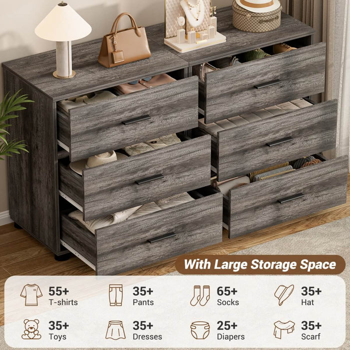 Wooden 3 Drawer Dresser, 2 Pack