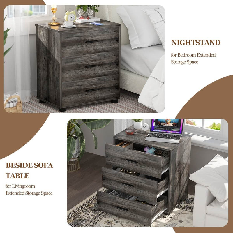 Wooden 3 Drawer Dresser, 2 Pack