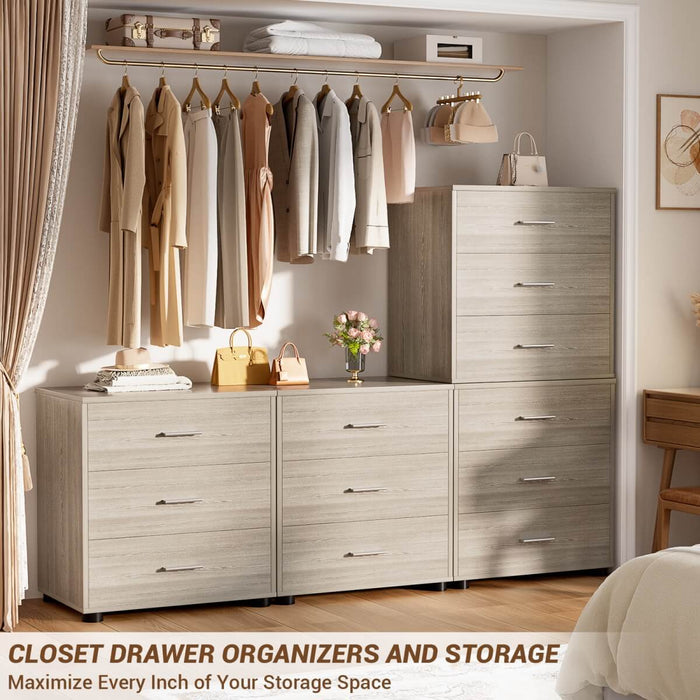 Wooden 3 Drawer Dresser, 2 Pack