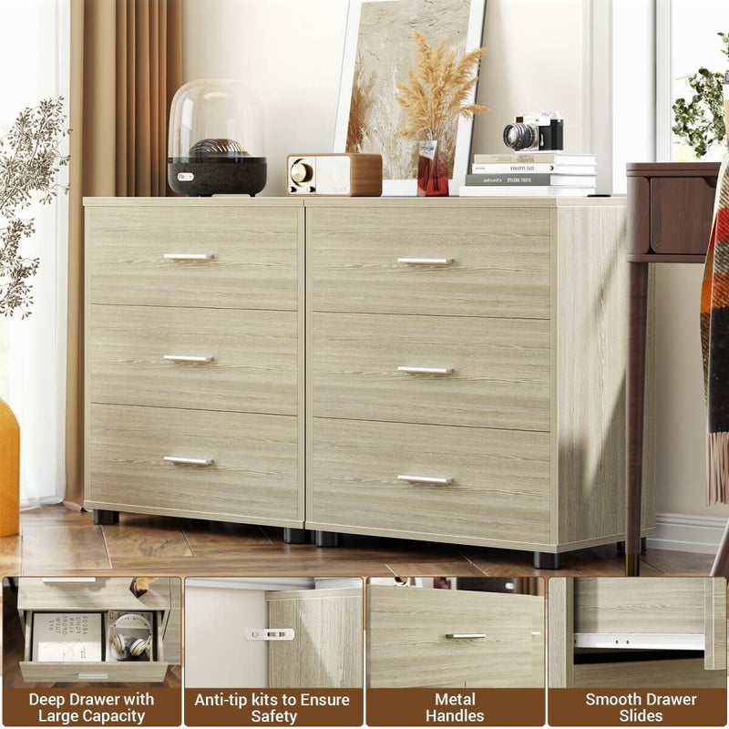 Wooden 3 Drawer Dresser, 2 Pack