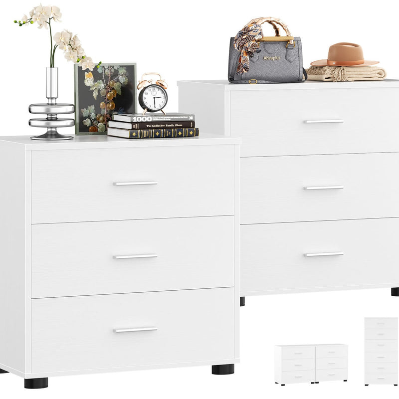 Wooden 3 Drawer Dresser, 2 Pack