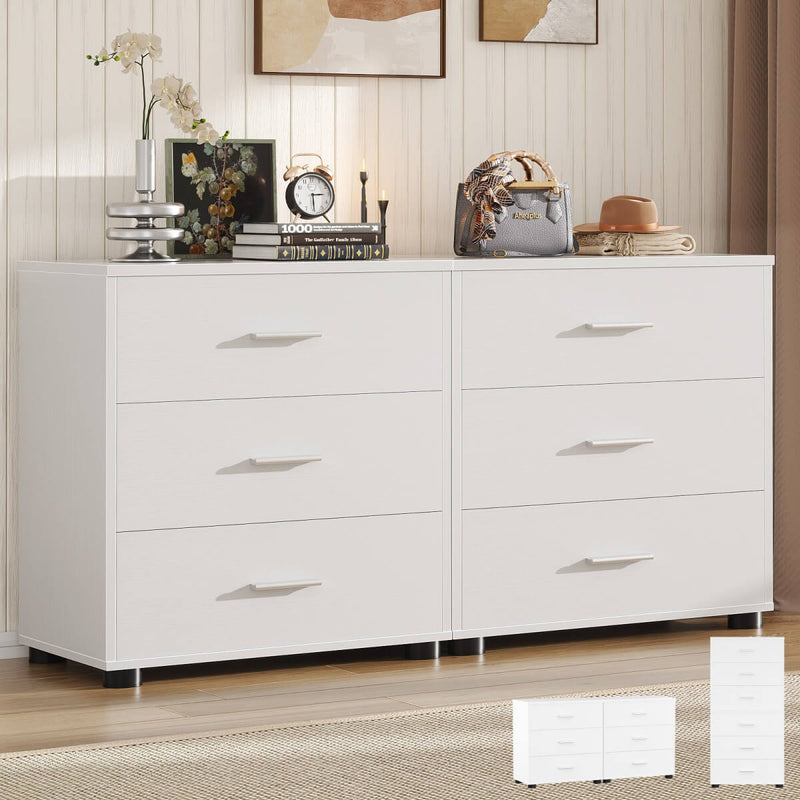 Wooden 3 Drawer Dresser, 2 Pack