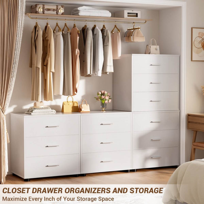 Wooden 3 Drawer Dresser, 2 Pack
