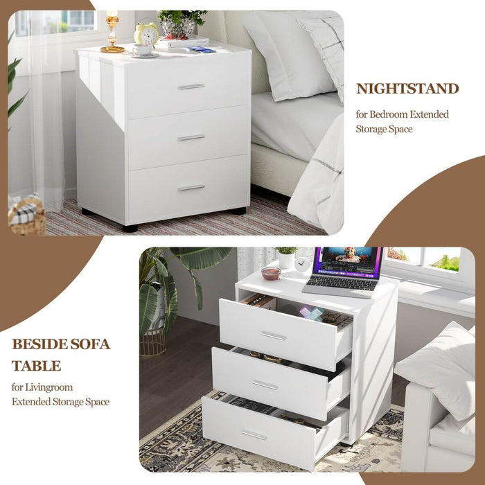Wooden 3 Drawer Dresser, 2 Pack
