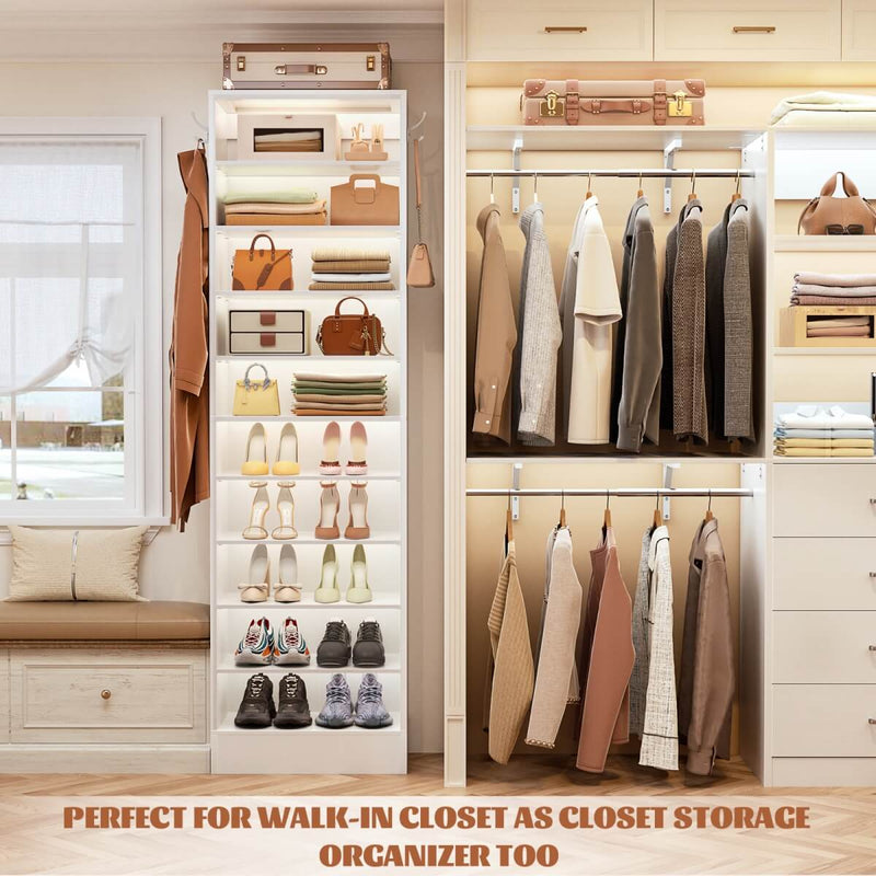 10-Tier Freestanding Wooden Shoe Rack Cabinet