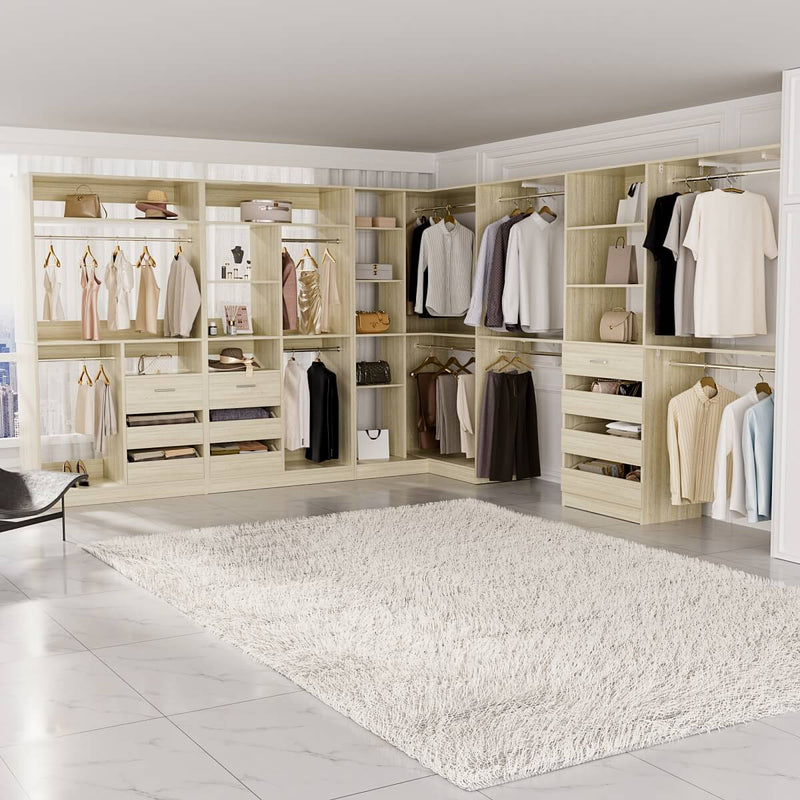 Walk-In Closet Organizer System with Corner, 4 Sets, 72-204 Inch Adjustable