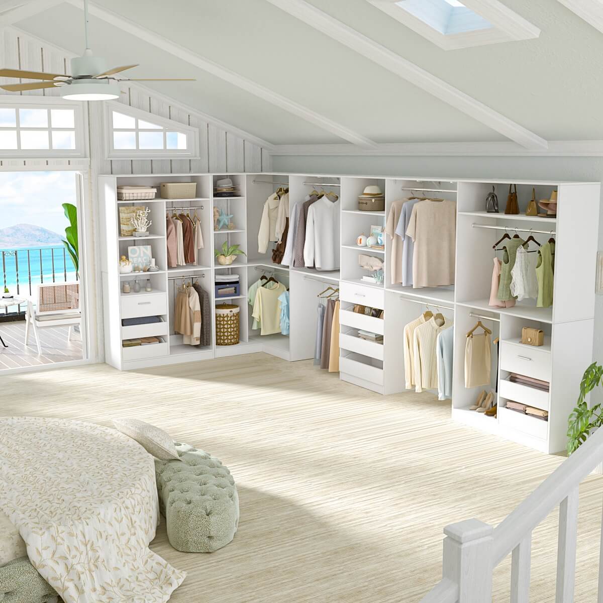Aheaplus Walk-In Closet Organizer System with Corner, 4 Sets, 72-204 ...