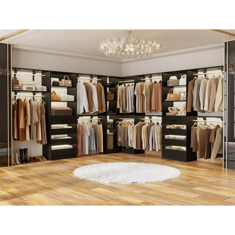 95'' - 132'' Closet System with Drawers, Shelves & Corner Closet, Set of 3