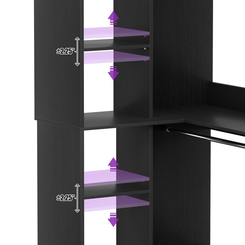 95'' - 132'' Closet System with Drawers, Shelves & Corner Closet, Set of 3