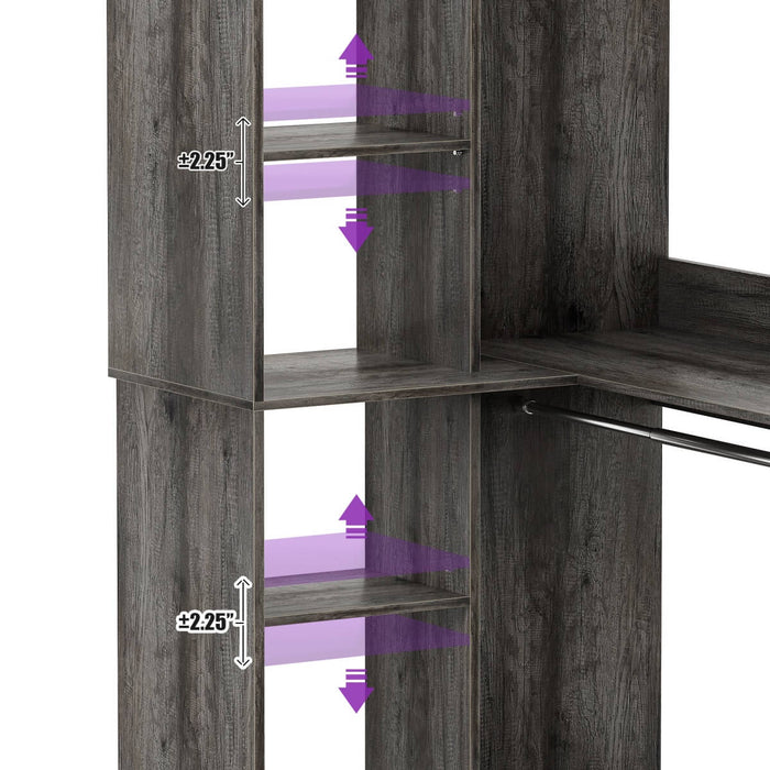 95'' - 132'' Closet System with Drawers, Shelves & Corner Closet, Set of 3