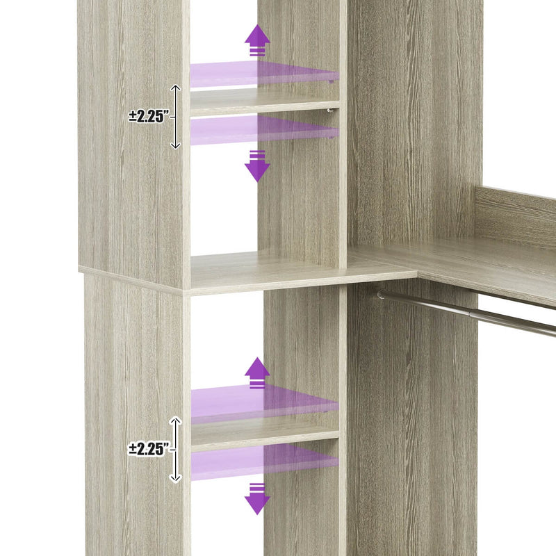 95'' - 132'' Closet System with Drawers, Shelves & Corner Closet, Set of 3