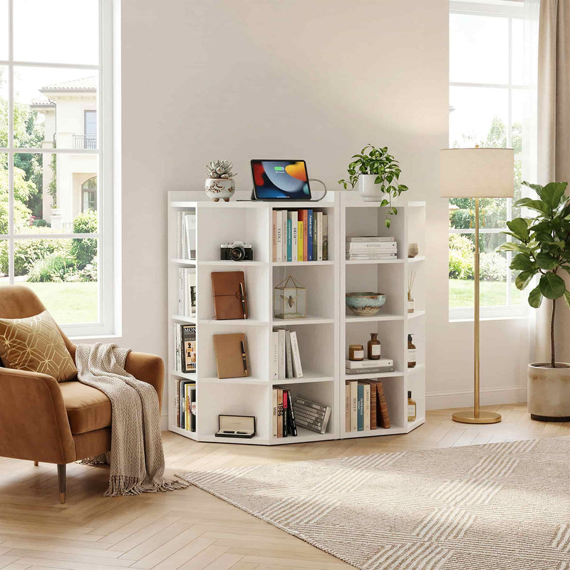 5-Tier 12 Cube Corner Bookshelf with Power Outlets (YHSC-4P-018)