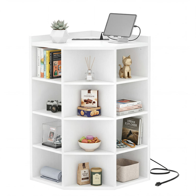 5-Tier 12 Cube Corner Bookshelf with Power Outlets (YHSC-4P-018)