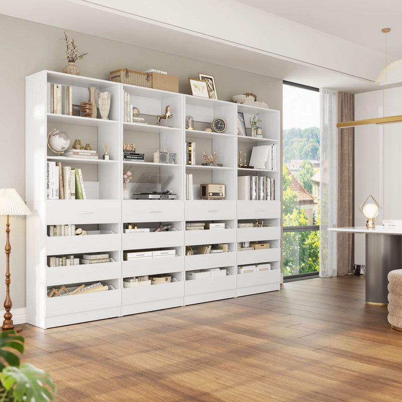 12-24ft Expandable Walk-in Closet Organizer with 16 Wooden Drawers & 16 Hanging Rods