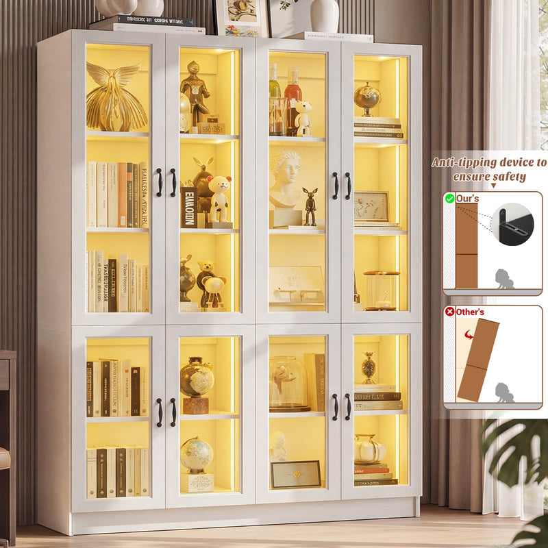 80'' Tall 5-Tier Display Cabinet with Glass Doors and Adjustable Shelves