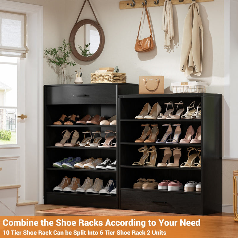 8-Tier Tall Shoe Rack with 2 Drawers
