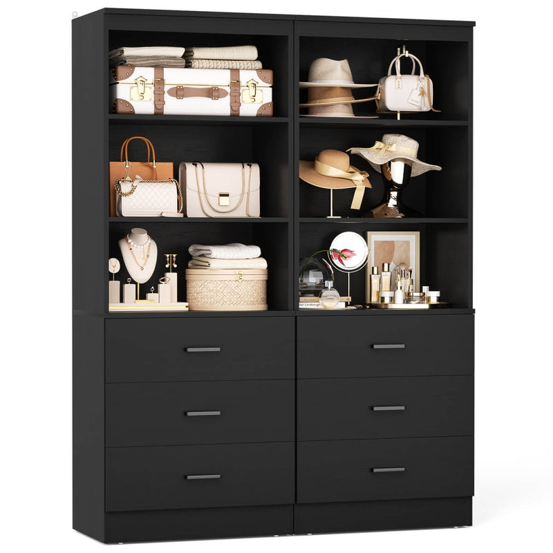 47.2" Wooden Closet Drawers System with 6 Wooden Drawers