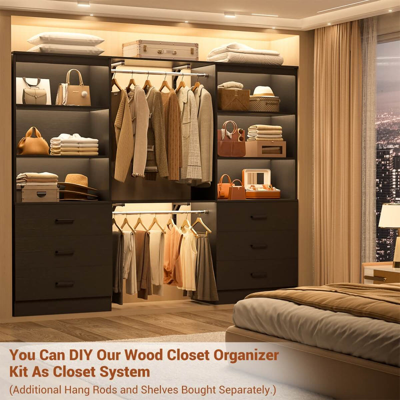 47.2" Wooden Closet Drawers System with 6 Wooden Drawers