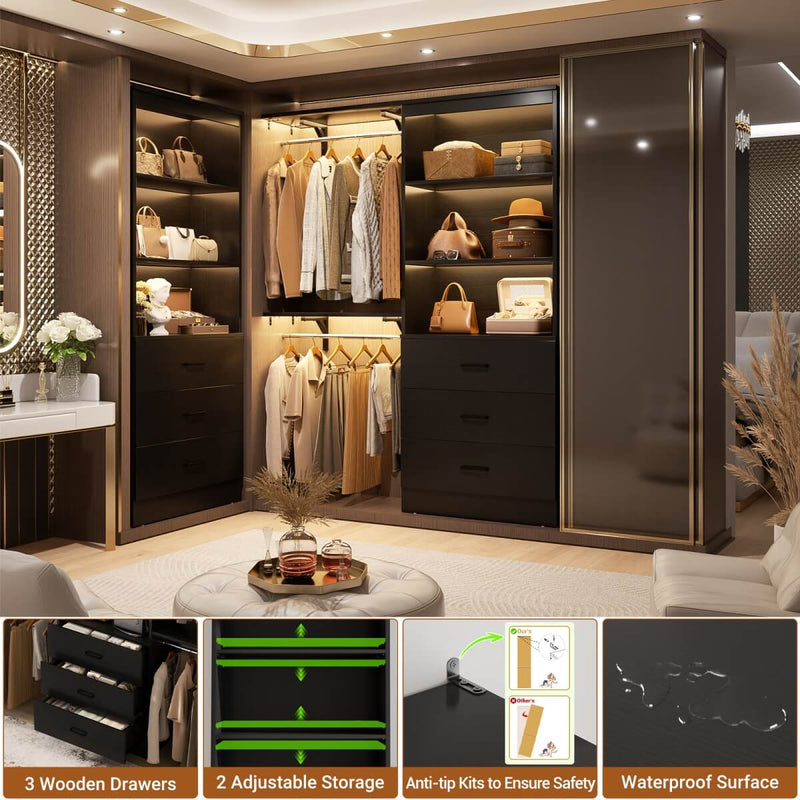47.2" Wooden Closet Drawers System with 6 Wooden Drawers