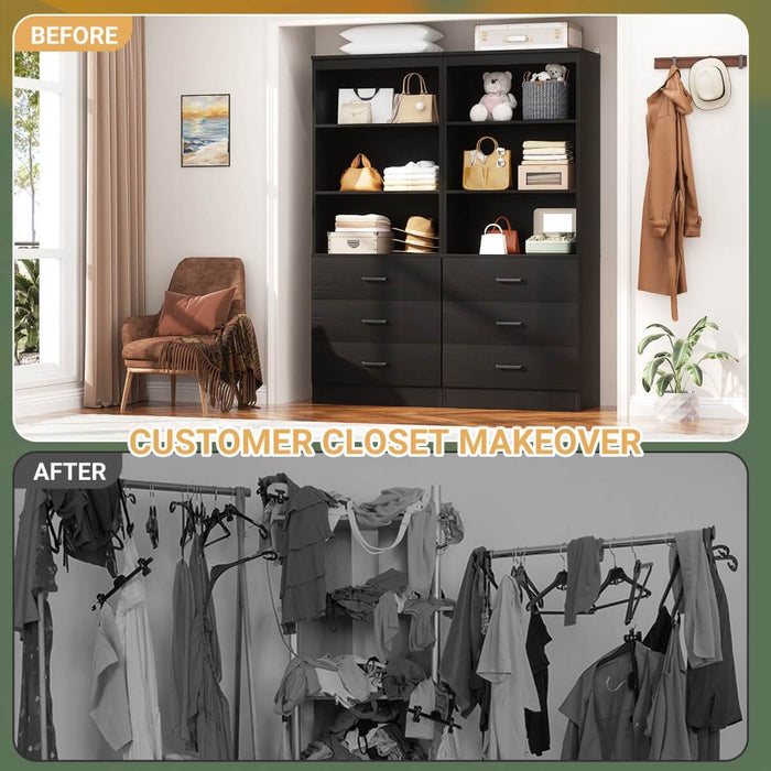 47.2" Wooden Closet Drawers System with 6 Wooden Drawers