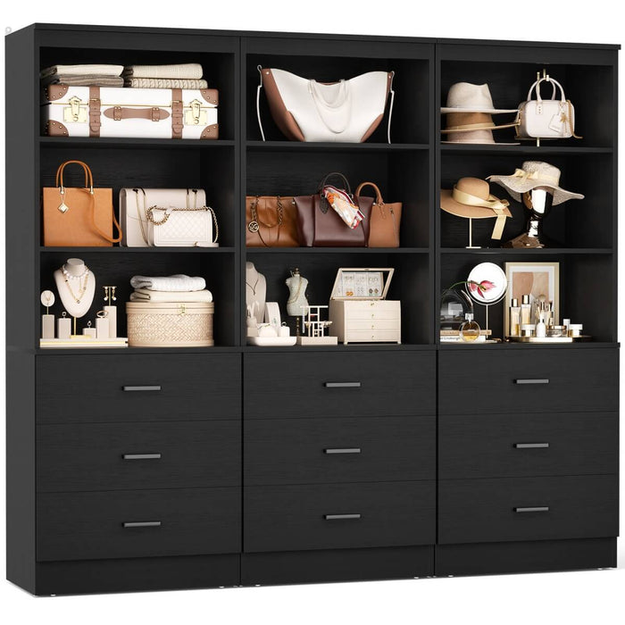 23.6" Wooden Closet Drawers System with 3 Wooden Drawers, Set of 3
