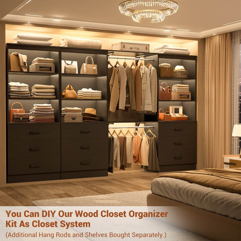 23.6" Wooden Closet Drawers System with 3 Wooden Drawers, Set of 3