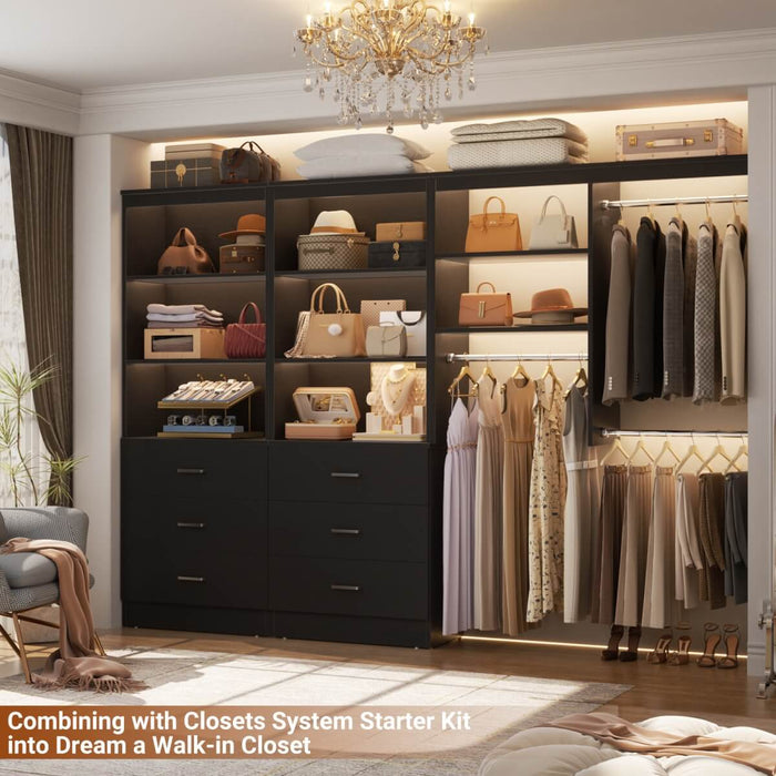 23.6" Wooden Closet Drawers System with 3 Wooden Drawers, Set of 3
