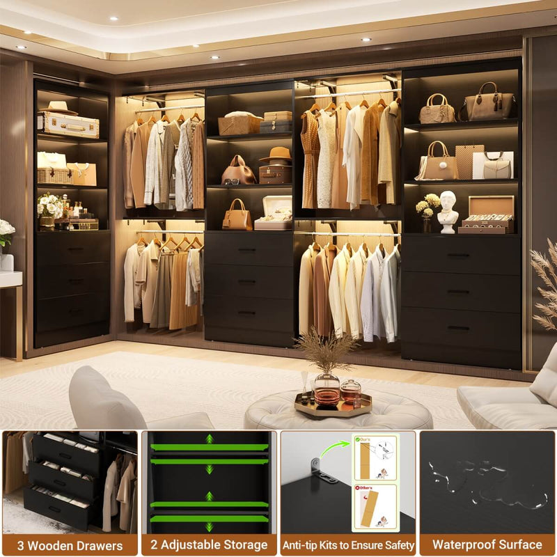 23.6" Wooden Closet Drawers System with 3 Wooden Drawers, Set of 3