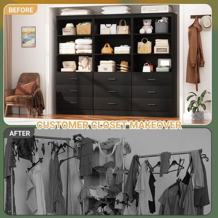 23.6" Wooden Closet Drawers System with 3 Wooden Drawers, Set of 3